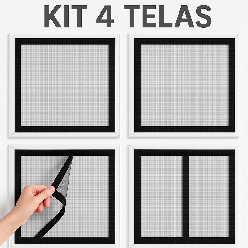 KIT 4 - 150mm x 120mm Tela Mosquiteiro Velcro